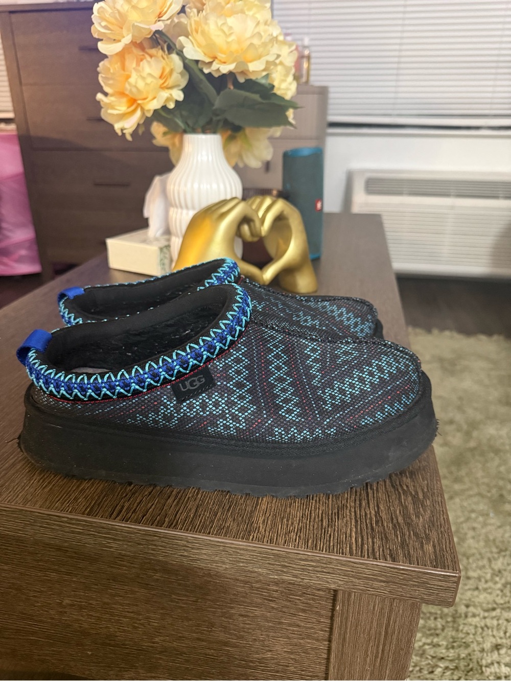 UGG Blue Patterned Slip-On Shoes